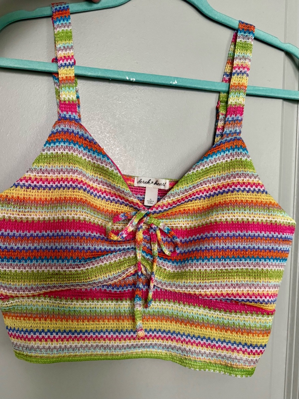 Derek Heart Multicolor Striped Knit Tank Top size XL rainbow